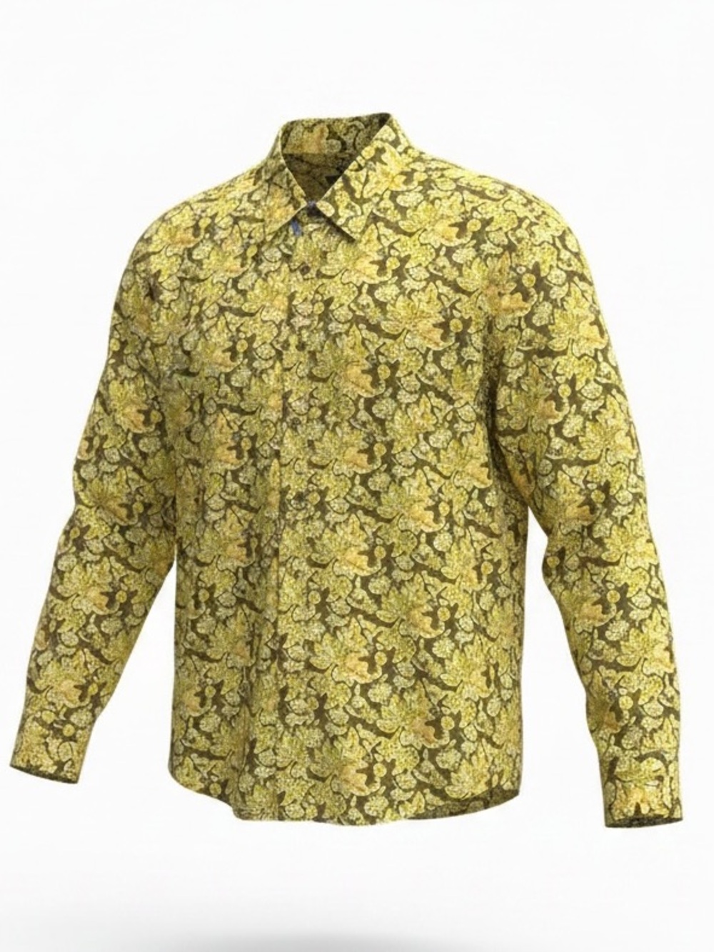 Indigo Palms Retro Feel Floral Shirt Men’s XL Long Sleeve Button Up Cotton